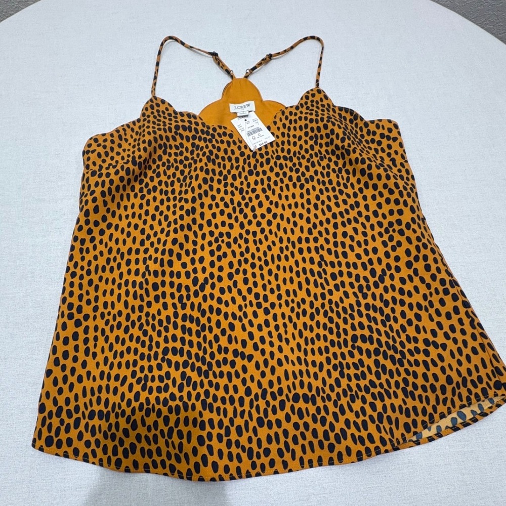 J Crew Womens Cami Tank Scalloped Hem Leopard Print Sleeveless Top Size 4 NWT - Picture 6 of 6
